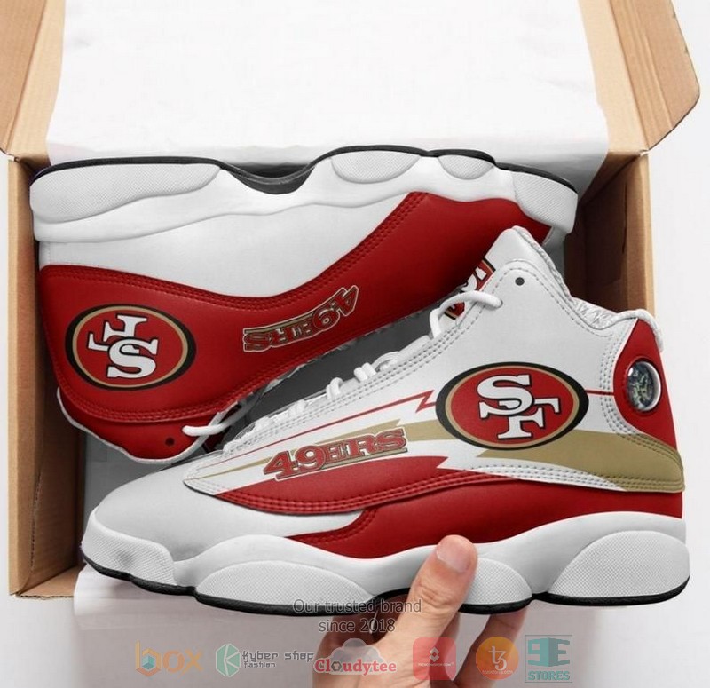 San Francisco 49ers NFL Football Team white red Air Jordan 13 shoes