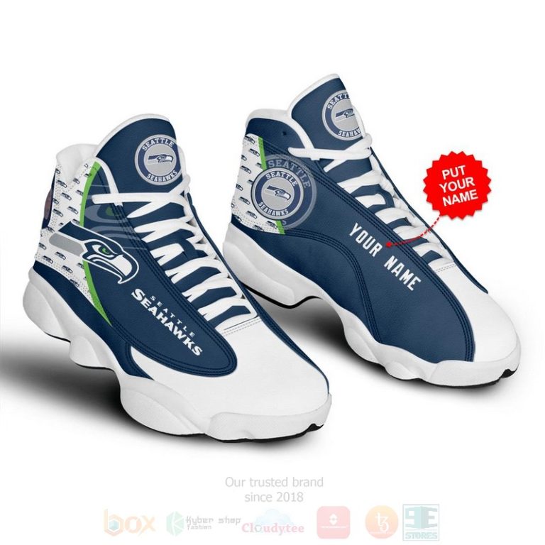 Seattle Seahawks Football NFL Custom Name Air Jordan 13 Shoes