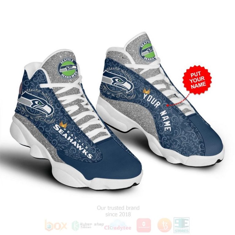 Seattle Seahawks Football Team NFL Custom Name Air Jordan 13 Shoes