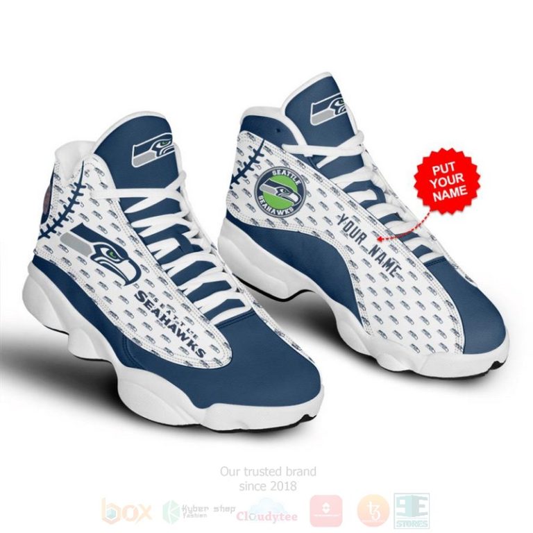 Seattle Seahawks Team NFL Custom Name Air Jordan 13 Shoes