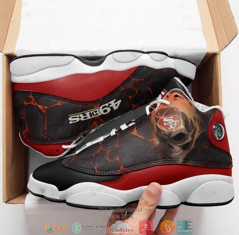 Skull San Francisco 49ers NFL Football Team Air Jordan 13 Sneaker Shoes