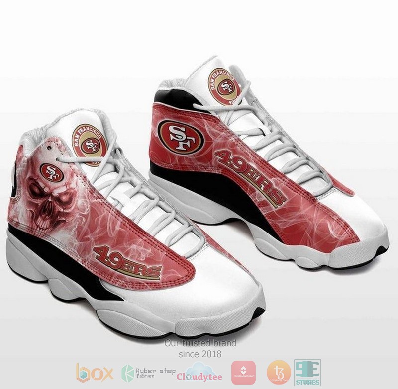 Skull smoke San Francisco 49ers NFL Football Team Air Jordan 13 shoes