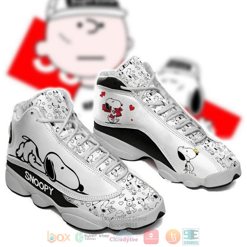 Snoopy Cartoon pattern white Air Jordan 13 shoes