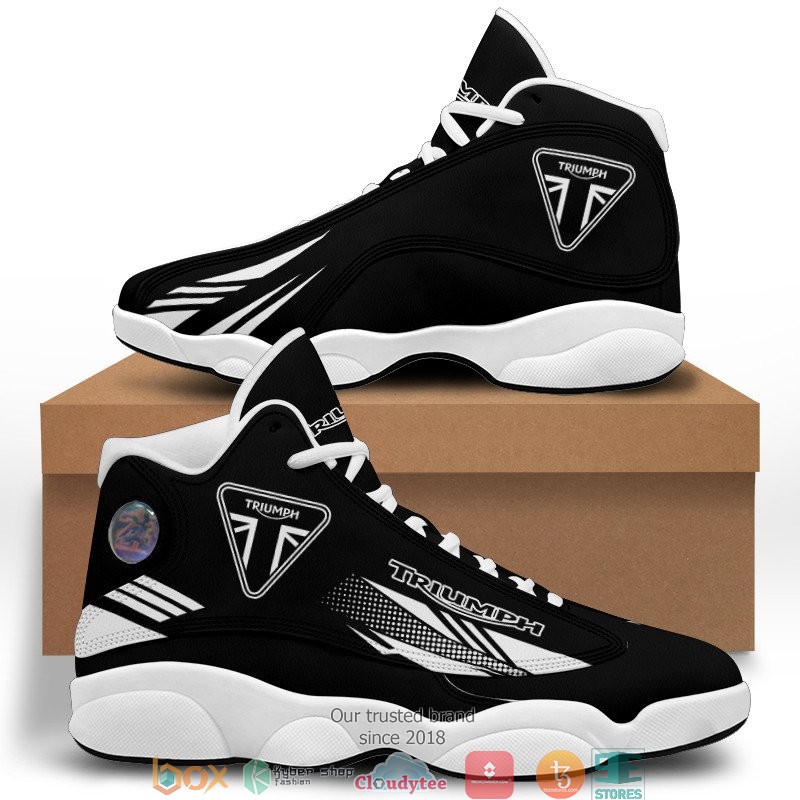 Triumph Motorcycles Black Air Jordan 13 Sneaker Shoes 1 2