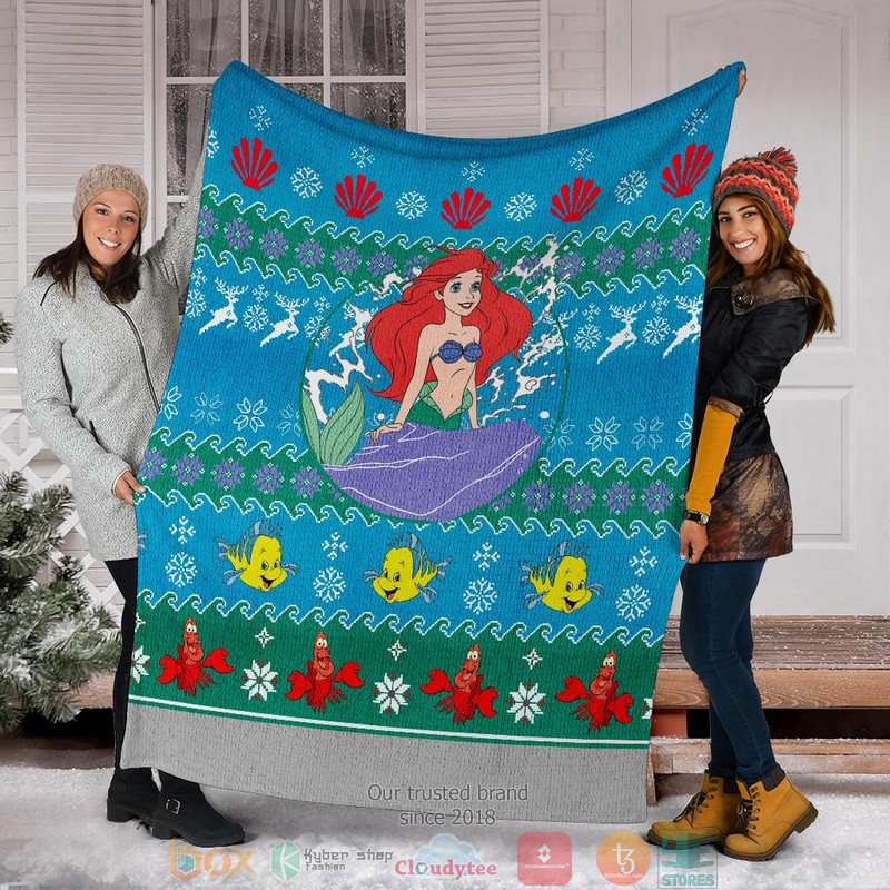 A Little Mermaid Ugly Christmas Blanket