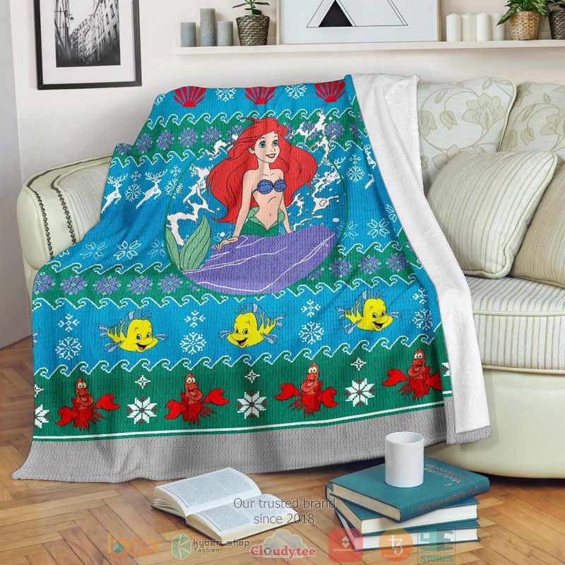 A Little Mermaid Ugly Christmas Blanket 1