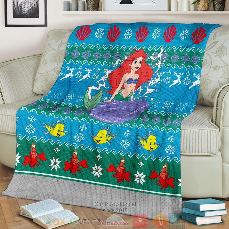 A Little Mermaid Ugly Christmas Blanket 1 2