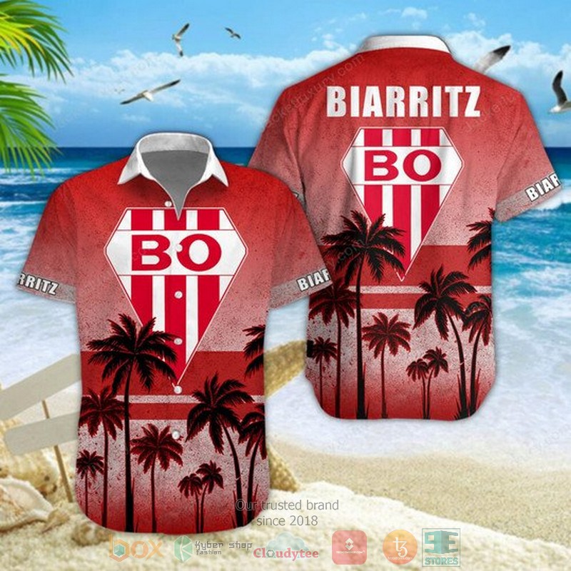 Biarritz Olympique palm tree red Hawaiian Shirt Shorts