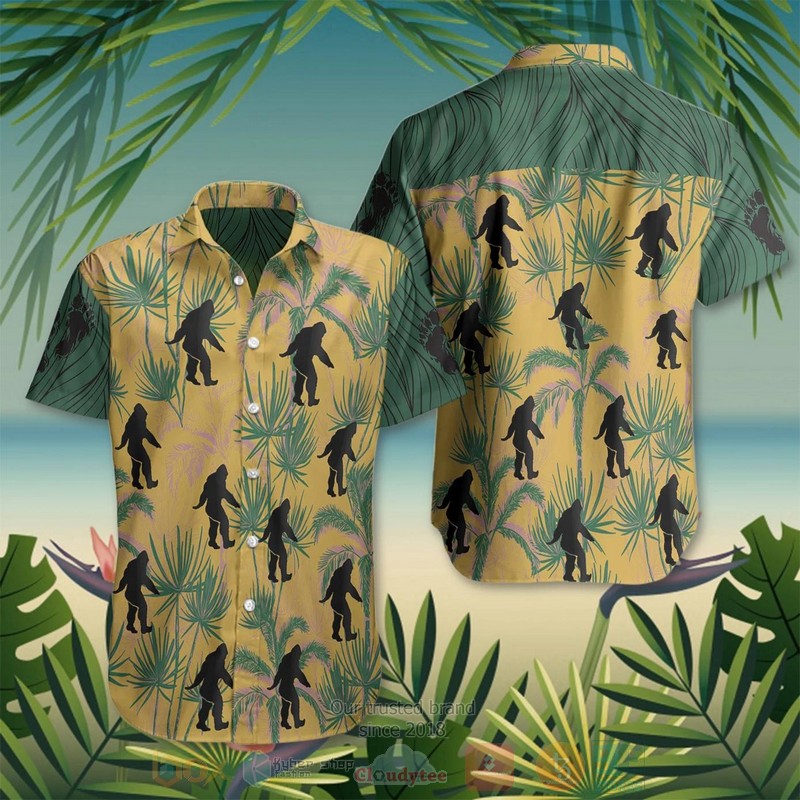Bigfoot Coconut Vintage Yellow Funny Crazy Hawaiian Shirt
