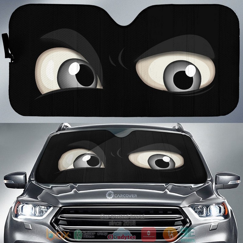 Black Challenging Cartoon Eyes Car Sunshade