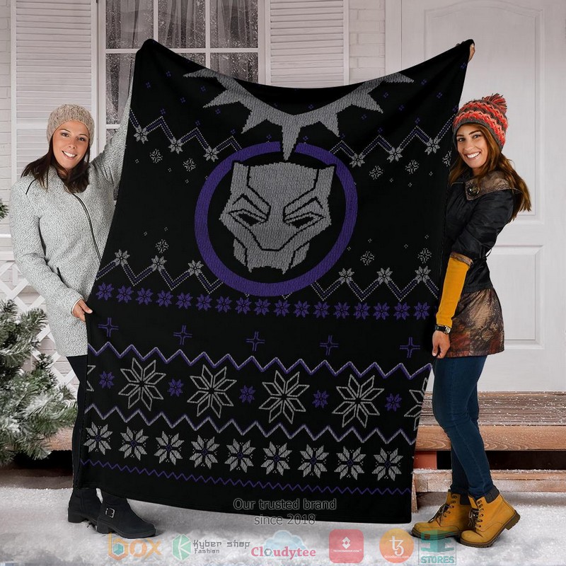 Black Panther Ugly Christmas Blanket