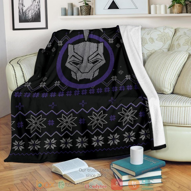 Black Panther Ugly Christmas Blanket 1