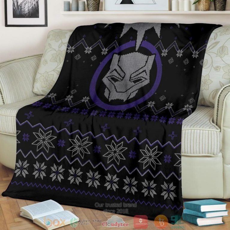 Black Panther Ugly Christmas Blanket 1 2