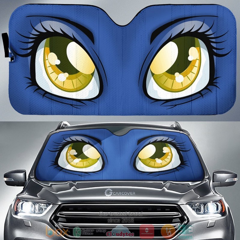 Blue Cute Cartoon Eyes Cool Car Sunshade