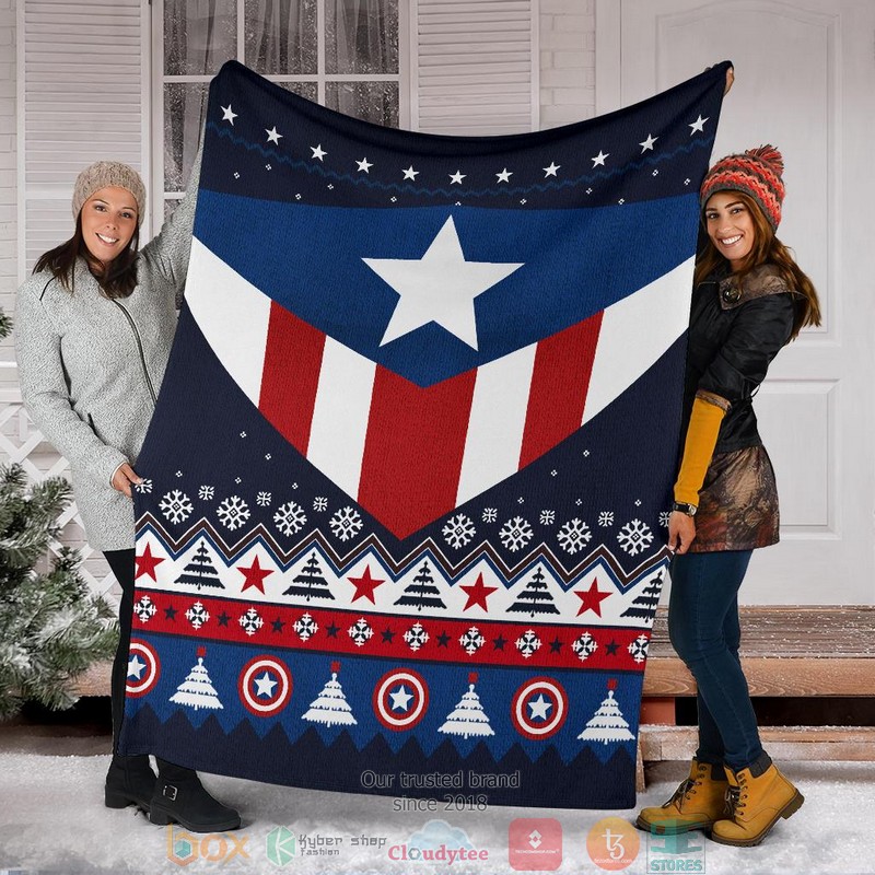 Captain America Ugly Christmas Blanket