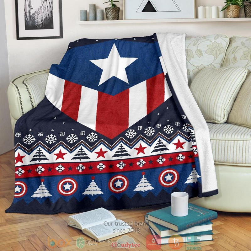 Captain America Ugly Christmas Blanket 1