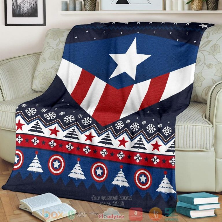 Captain America Ugly Christmas Blanket 1 2