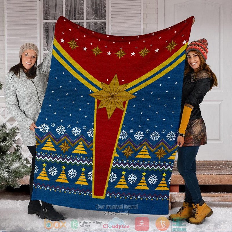 Captain Marvel Ugly Christmas Blanket