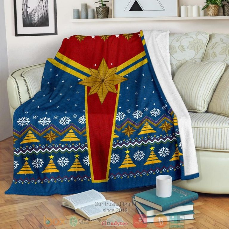 Captain Marvel Ugly Christmas Blanket 1