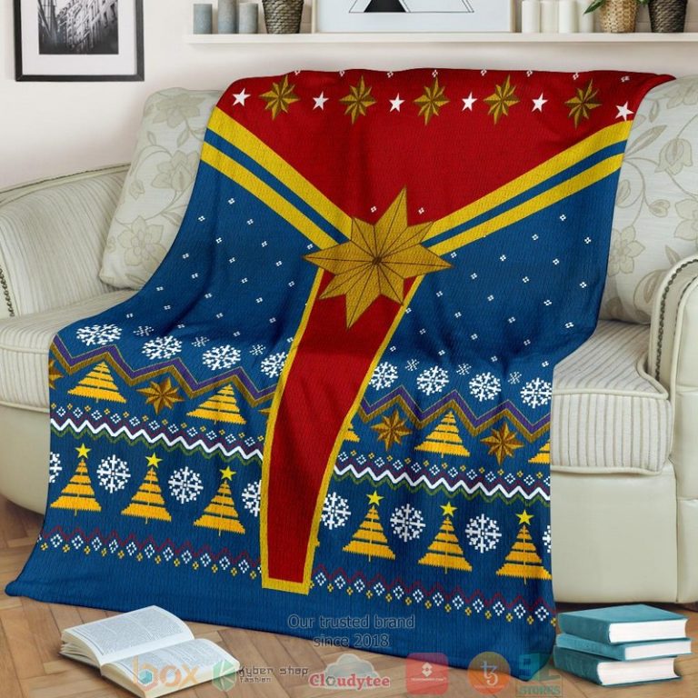 Captain Marvel Ugly Christmas Blanket 1 2