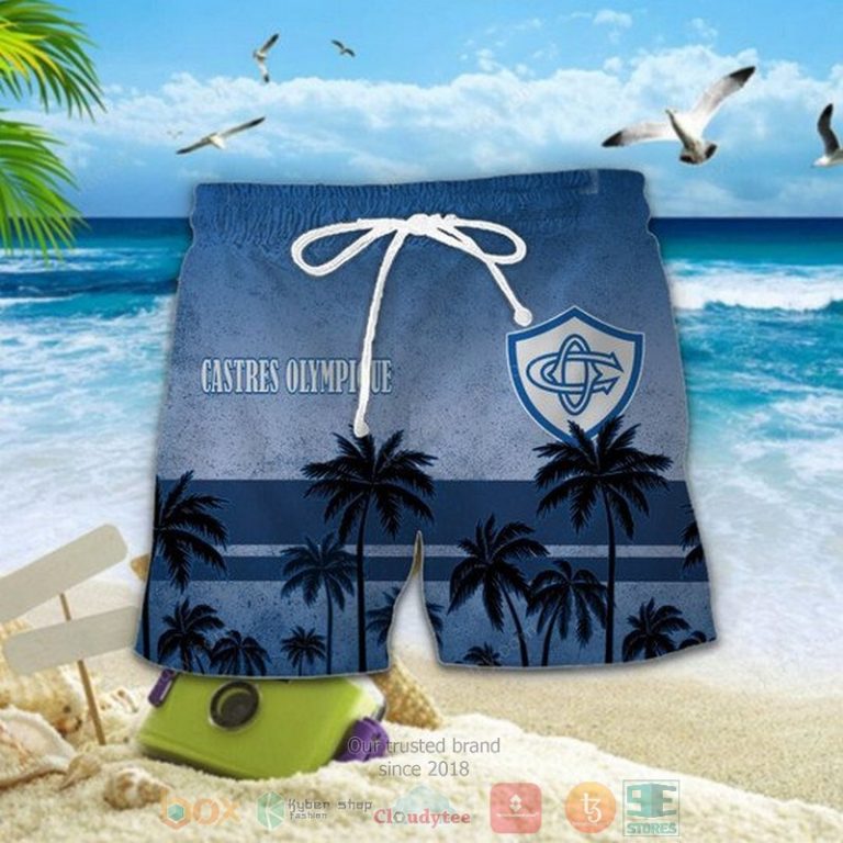 Castres Olympique palm tree Hawaiian Shirt Shorts 1