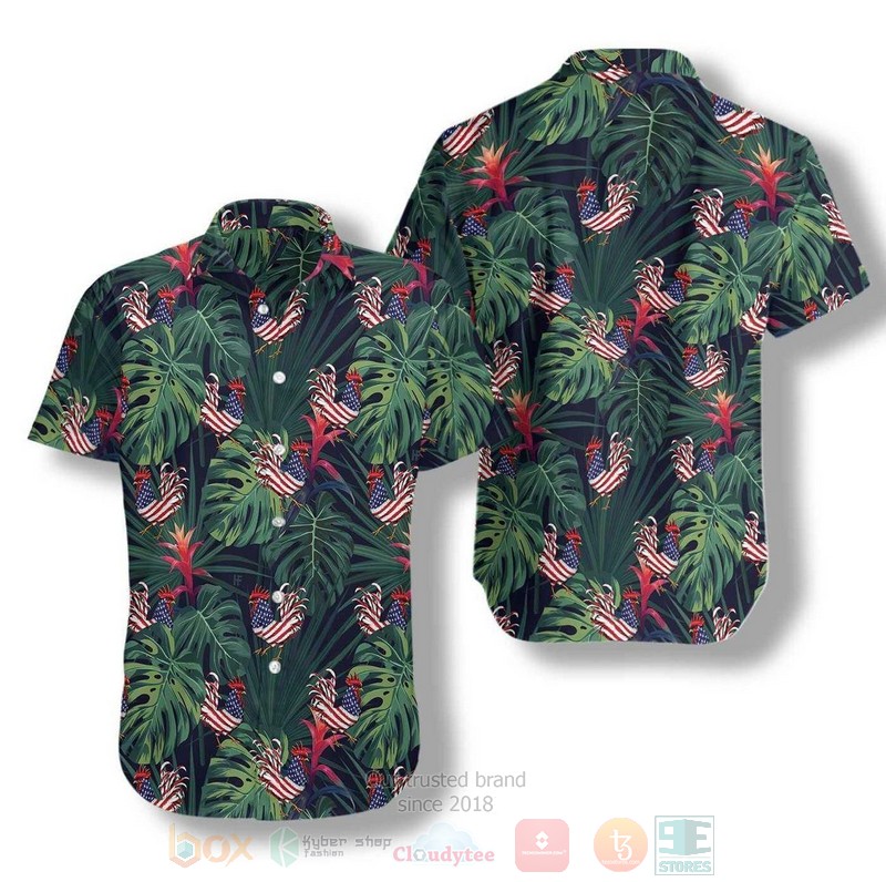 Chicken American Flag Tropical Hawaiian Shirt 1
