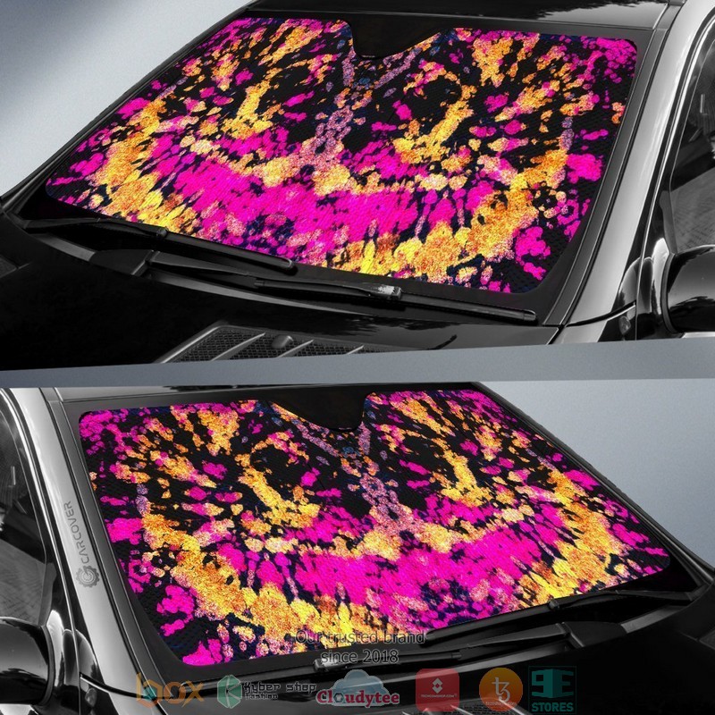 Crumple Tie Dye Hippie Car Sunshade 1