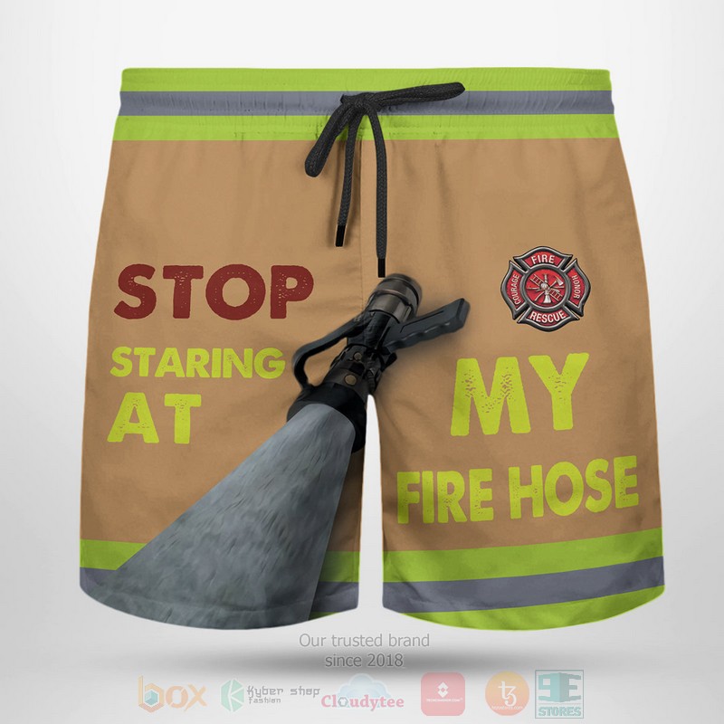 Firefighter Stop Staring At My Fire Hose Beach Shorts