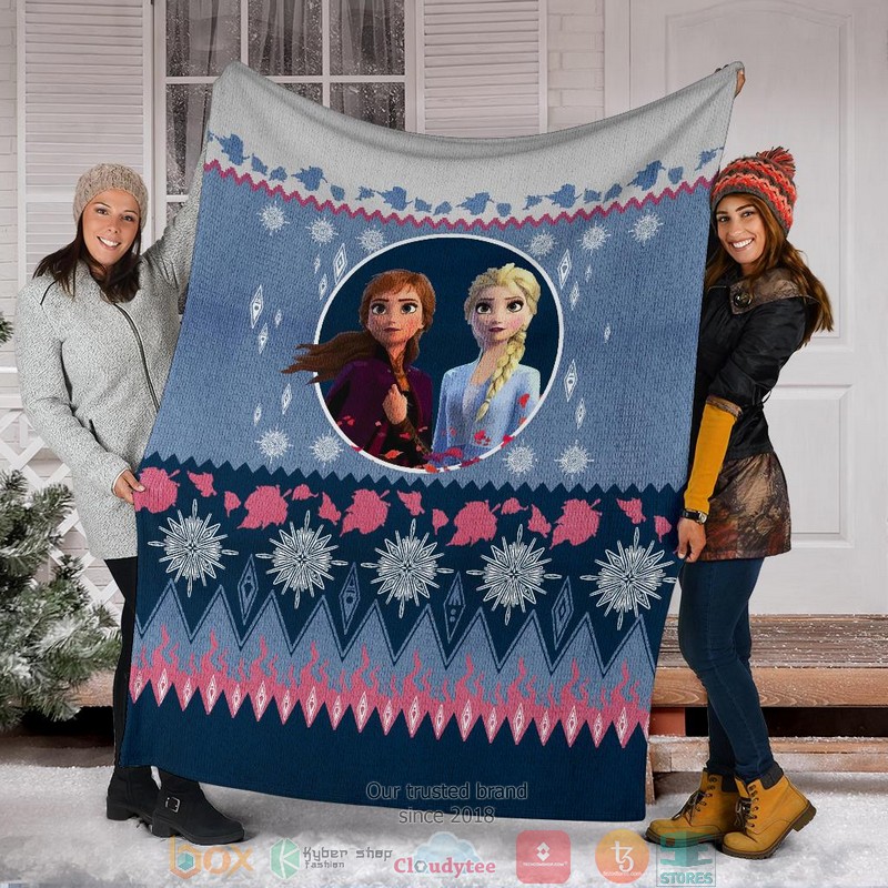 Frozen Elsa And Anna Ugly Christmas Blanket