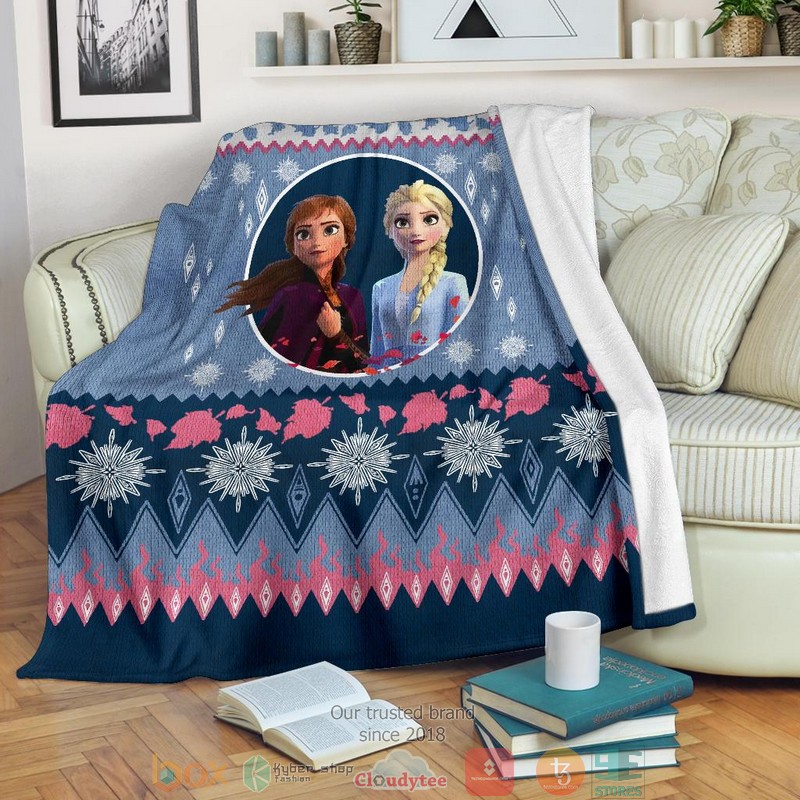 Frozen Elsa And Anna Ugly Christmas Blanket 1
