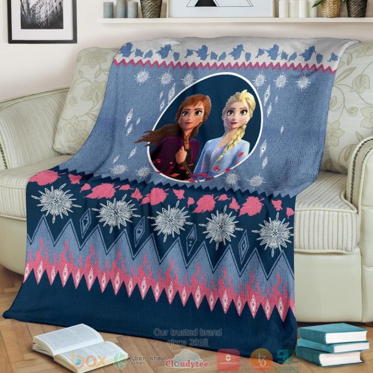 Frozen Elsa And Anna Ugly Christmas Blanket 1 2