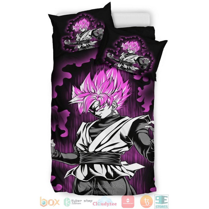 Goku Super Saiyan Rose Purple Bedding Set 1