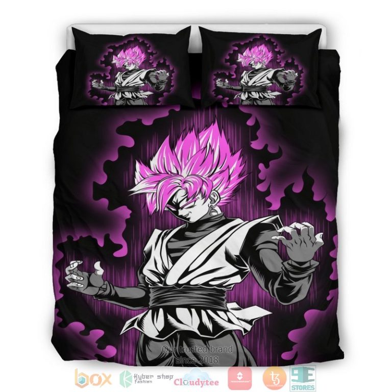 Goku Super Saiyan Rose Purple Bedding Set 1 2