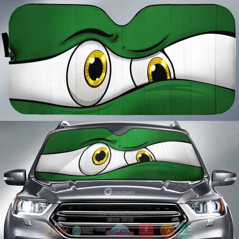 Green Curious Cartoon Eyes Car Sunshade