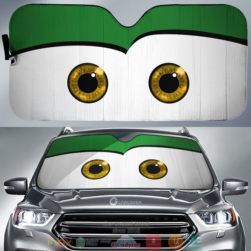 Green Cute Cartoon Eyes Car Sunshade