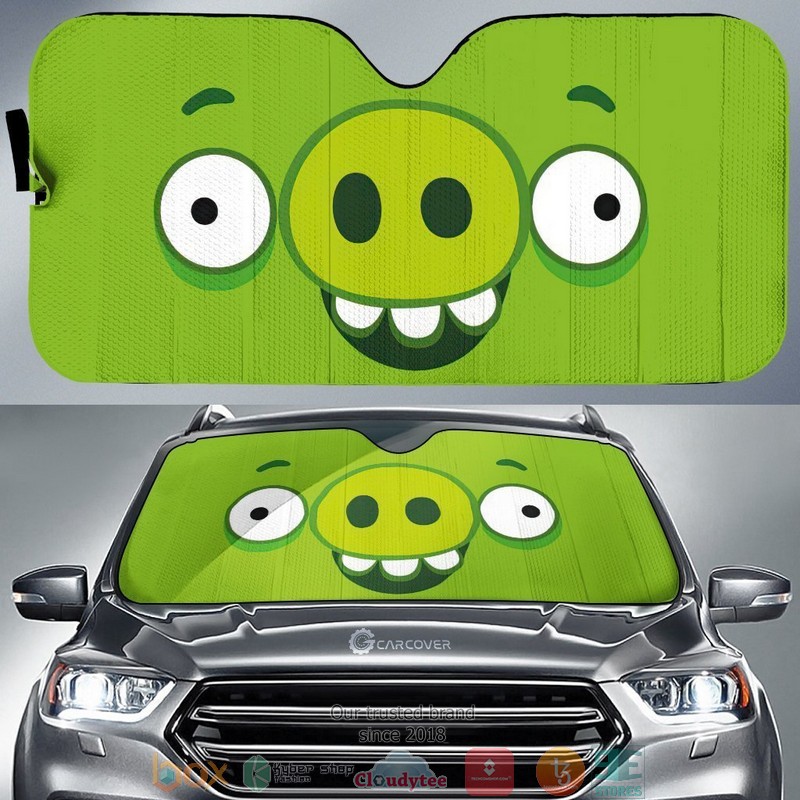 Green Pig Cartoon Eyes Car Sunshade