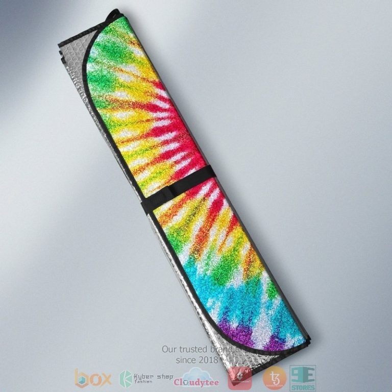 Heart Tie Dye Printed Hippie Car Sunshade 1 2