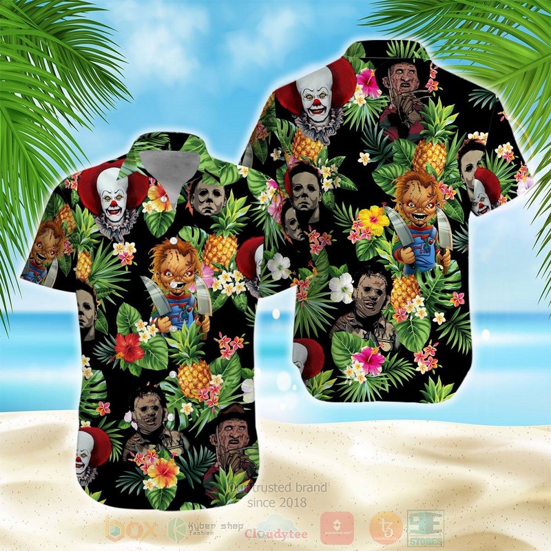 Horror Movie Characters Chucky Jason Michael Freddy Halloween Gift Hawaiian Shirt