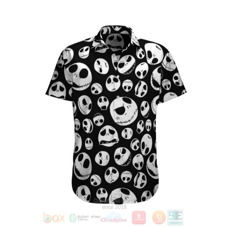 Jack Skellington face pattern black Hawaiian Shirt