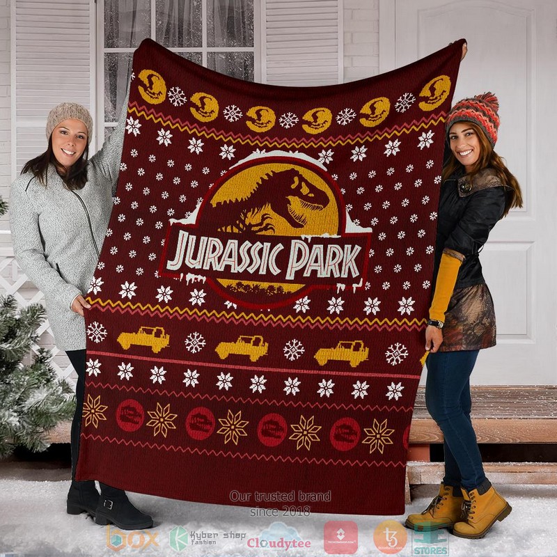 Jurassic Park Red Ugly Christmas Blanket