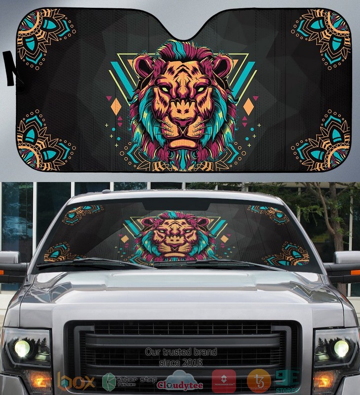 Lion Mandala Style Car Sunshade
