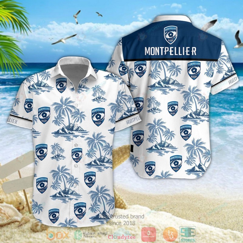 Montpellier Herault Rugby Hawaiian shirt short