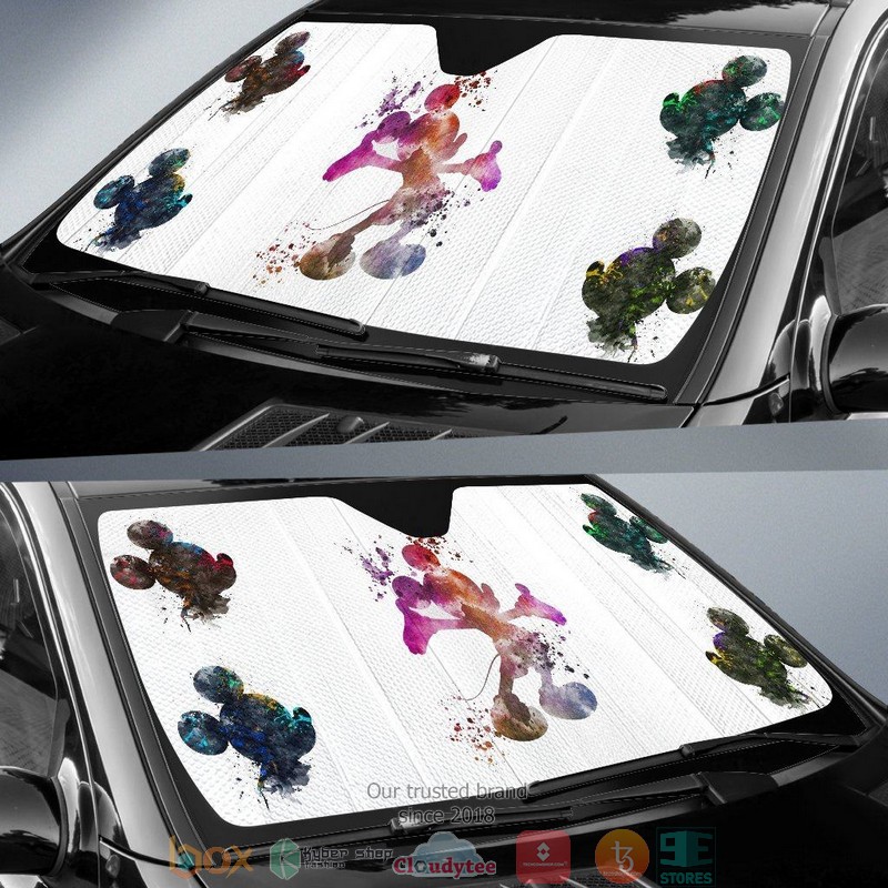 Neon Mickey Mouses Face Auto Car Sunshade 1