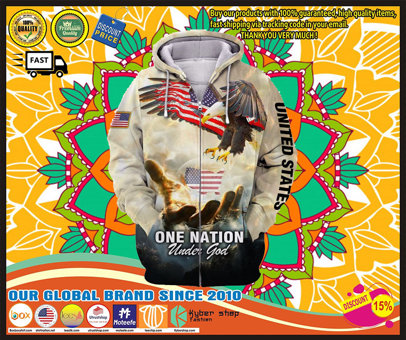 One nation American eagle under god 3D hoodie