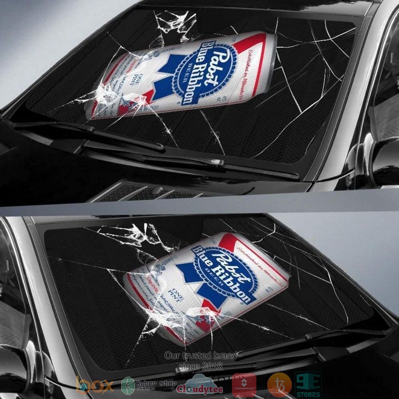Pabst Blue Ribbon Auto Beer Lover Car Sunshade 1