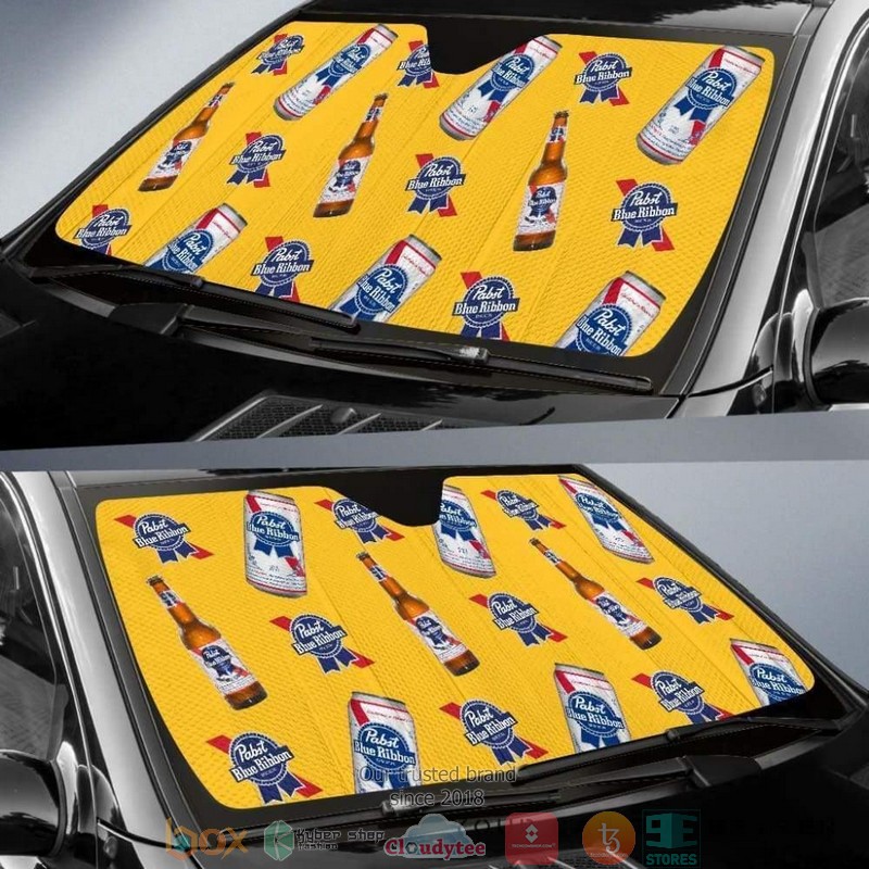 Pabst Blue Ribbon Auto Funny Beer Lover Car Sunshade 1