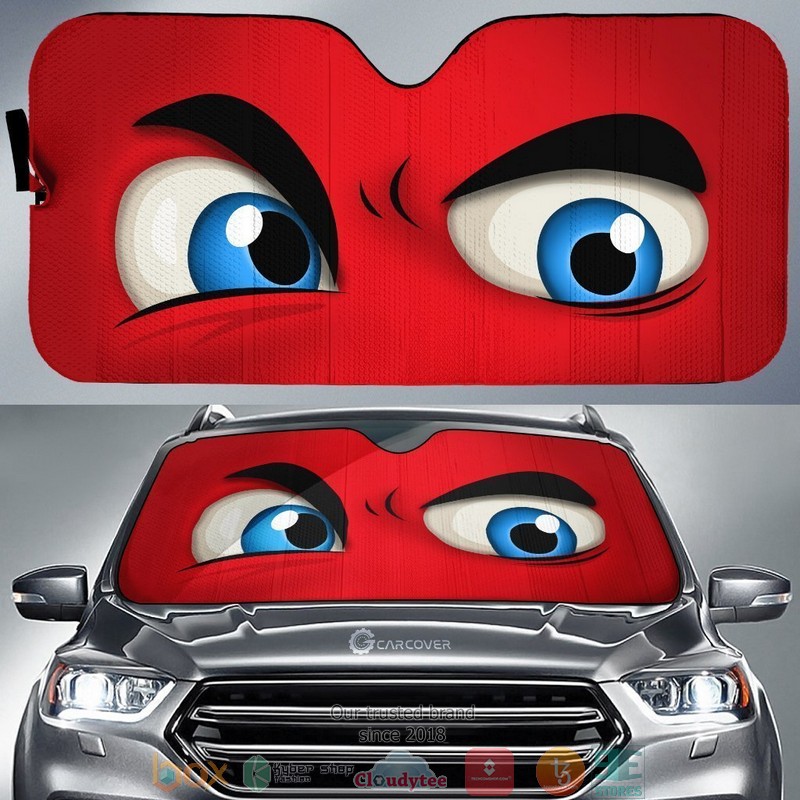 Red Challenging Cartoon Eyes Car Sunshade
