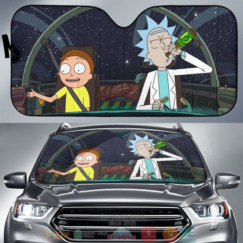 Rick Morty Space Ship Cartoon Auto Car Sunshade