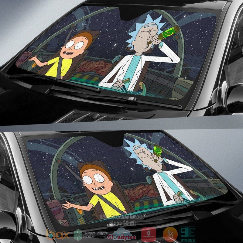 Rick Morty Space Ship Cartoon Auto Car Sunshade 1