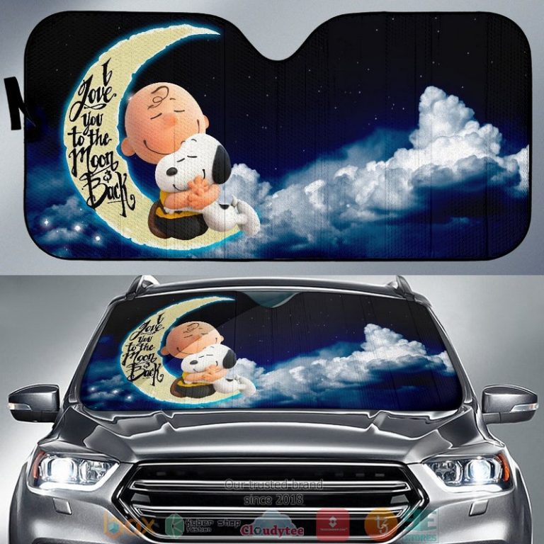 Snoopy Auto I Love You To The Moon And Back Cartoon Auto Car Sunshade